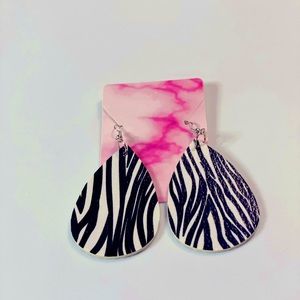 Zebra Print Faux Leather Earrings